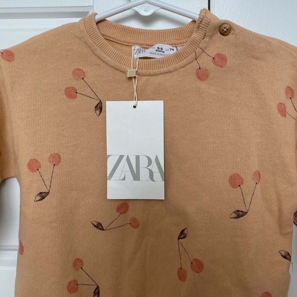 NWT Zara Baby Cherry Sweatshirt | 6-9 Months